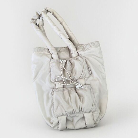 Dagne Dover Kal Puff Drawstring Tote Shoulder Bag Travel White Large Bag *READ - Picture 5 of 14
